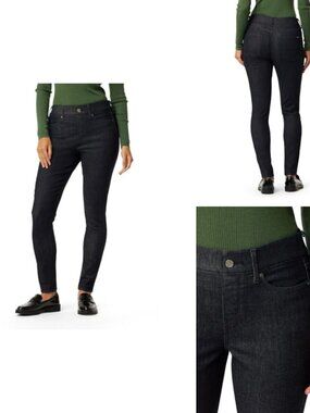 Pull-On Skinny Jeans Mid-Rise Tummy Control High Stretch Cotton Blend